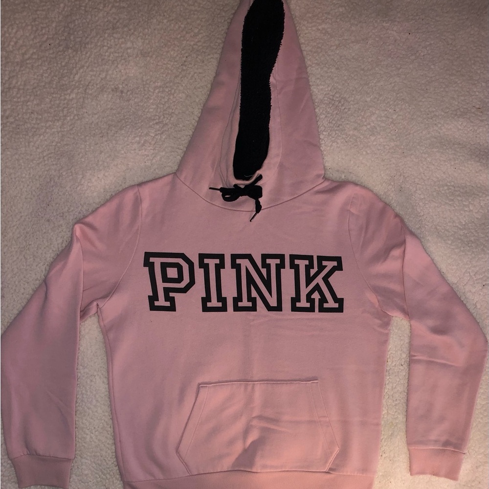 PINK Victoria's Secret Pink Soft Pullover Hoodie Sweatshirt w/Sherpa lined hood